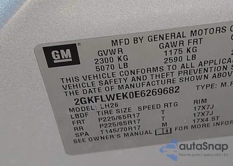 2014 GMC Terrain Sle-2 z USA, uszkodzony, nr VIN 2GKFLWEK0E6269682